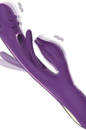 3 in 1 Dildo Rabbit Vibrator for Women - Multi-Function with Built-in Beater for G-Spot and Clitoris Tapping - Rechargeable & Very Quiet - Great for Solo and Couples Play