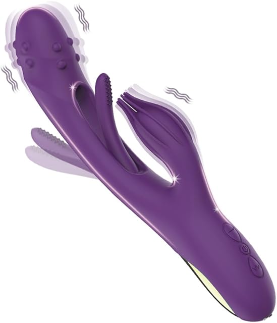 3 in 1 Dildo Rabbit Vibrator for Women - Multi-Function with Built-in Beater for G-Spot and Clitoris Tapping - Rechargeable & Very Quiet - Great for Solo and Couples Play