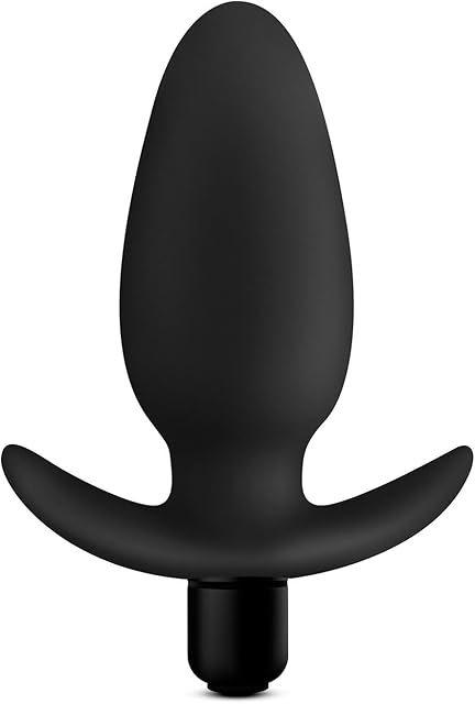Blush Novelties Anal Adventures Platinum - Silicone Saddle Plug Waterproof Vibrating Sex Toys for Men, Black