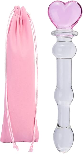Crystal Dildo Pleasure Wand Penis Heart of Glass Dildo Anal Butt Plug G- Or P-Spot Toy Stimulation Adult Sex Toy for Pleasure
