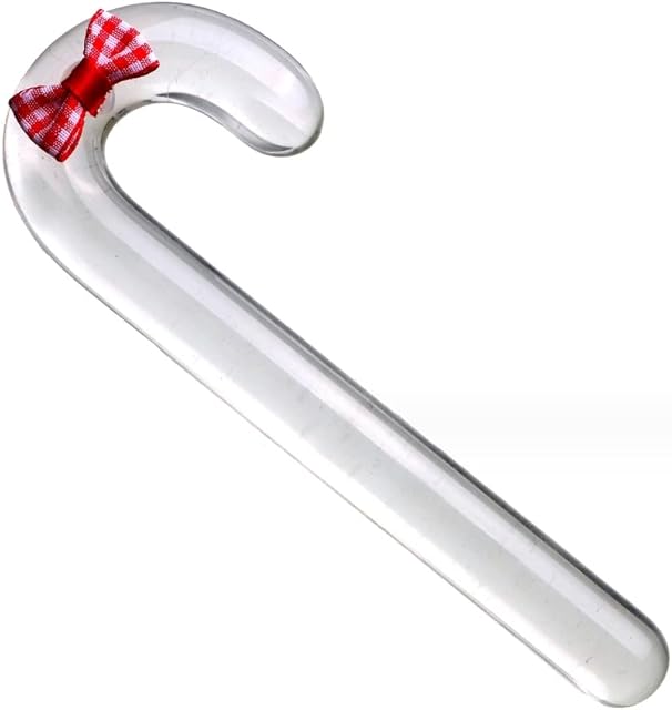 Glass Sex Toy Wand Double-Ended Butt Plug Anal Beads G-spot Stimulation to Dildo Christmas Gift Candy Cane Unisex Anal Butt Plug for Men Women (18cm, Bow)