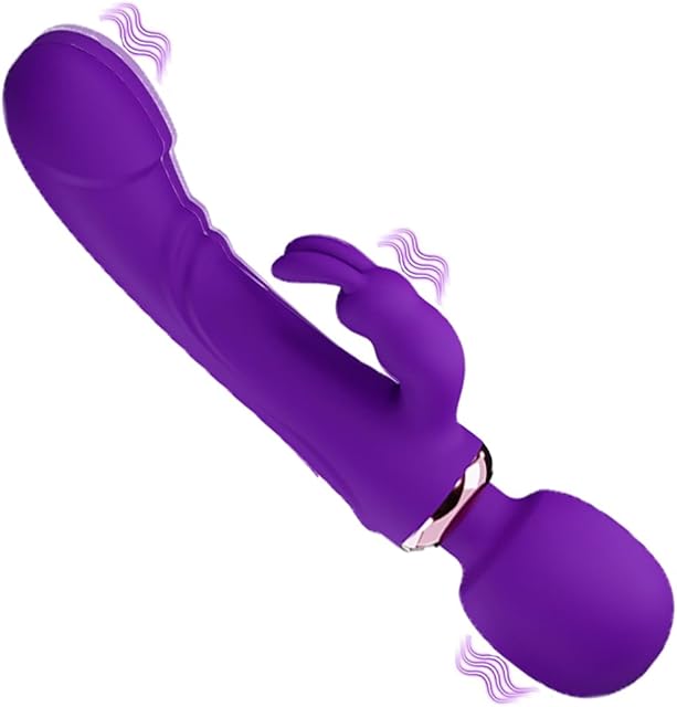 Classic G Spot Vibrator Sex Toys Clitoral Rabbit Vibrators Stimulator Dildo, Anal Adult Vibrator Dildos with 10 Powerful Vibrating Modes, Wand Massager Soft Silicone for Women Couple (Purple)