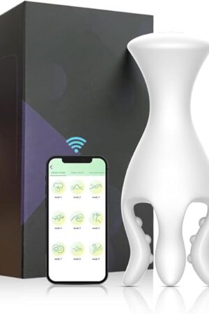APP Control - Male Masturbator Penis Vibrator with 9 Vibrating Modes, Sex Toy Strokers Penis Trainer, Flexible Strip Glans Stimulator for Prolong Endurance, Adult Sex Toys for Men, White
