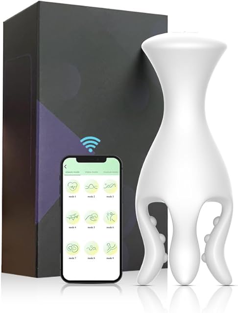 APP Control - Male Masturbator Penis Vibrator with 9 Vibrating Modes, Sex Toy Strokers Penis Trainer, Flexible Strip Glans Stimulator for Prolong Endurance, Adult Sex Toys for Men, White