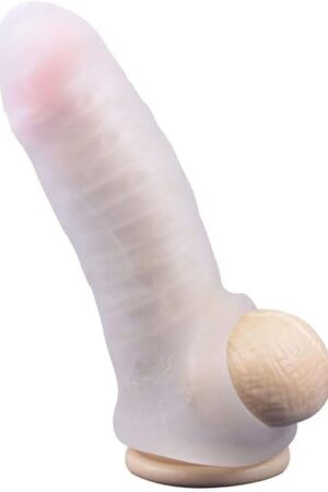 Generic Honeypleasures Reusable Condom Penis Sleeve Extender w/Ball Loop Enlarger add 20% Extra Girth Clear/White