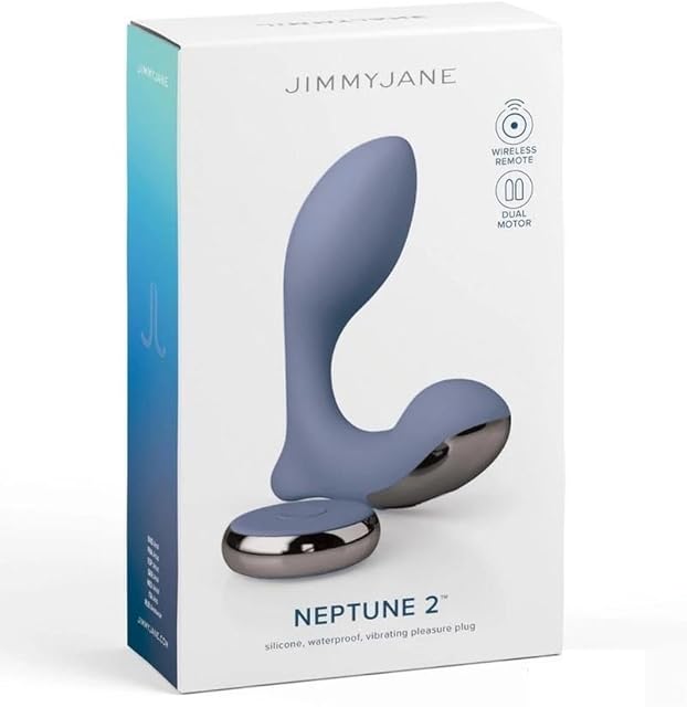 JIMMYJANE Neptune 2 Rechargeable Silicone Dual Vibrating P-Spot and Perineum Massager - Blue