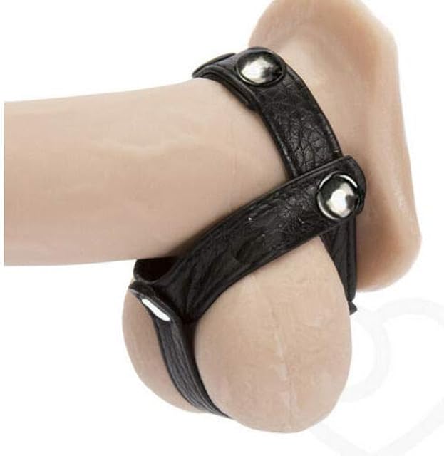 Dual Cock Ring Leather Ball Harness Divider Spreader Penis Erection Sex Enhancer