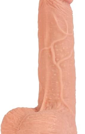 6 Inch Realistic Dildo, Body-Safe Material Lifelike Huge Penis with Strong Suction Cup for Hands-Free Play, Flexible Cock with Curved Shaft and Balls for Vaginal G-spot and Anal Play