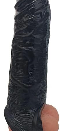 2025 Huge Black Soft Realistic Sleeve Extender Sheath for Men Male Enhancement Extension Sleeve Massage for Length and Girth Enhancement Black Black 9 inch