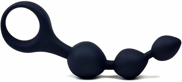 Honeypleasures Silicone Gradual Triple Ball Anal Beads, 6 inch, Butt Plug Anal Training & Expanding Sex Toy (Black)