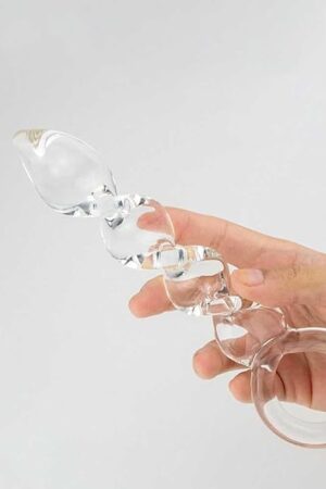 Glass Anal Dildo, Crystal Glass Pleasure Wand Dildo, G spot Dildo Anal Vagina Clitoral Stimulator, Anal Training Adult Toys Prostate Massager, Sex Toys for Men Women (Screw Thread Dildo)