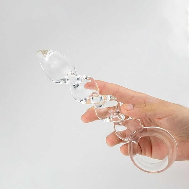 Glass Anal Dildo, Crystal Glass Pleasure Wand Dildo, G spot Dildo Anal Vagina Clitoral Stimulator, Anal Training Adult Toys Prostate Massager, Sex Toys for Men Women (Screw Thread Dildo)