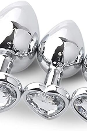 3pcs Anal Plug Set Jeweled Butt Plug Prostate Anal Sex Toys Butt Plug Trainer Kit with Crystal Diamond Beginner Anal Toy for Adult Women Unisex