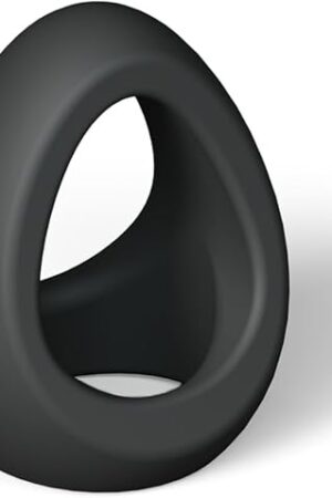 Flux Ring Cock Ring Noir - 100% Liquid Silicone Double Cockring for Adults, Stretchy & Flexible Sex Toys, Waterproof Adult Toys, Ergonomic Design Penis Ring, Ultra Soft Touch