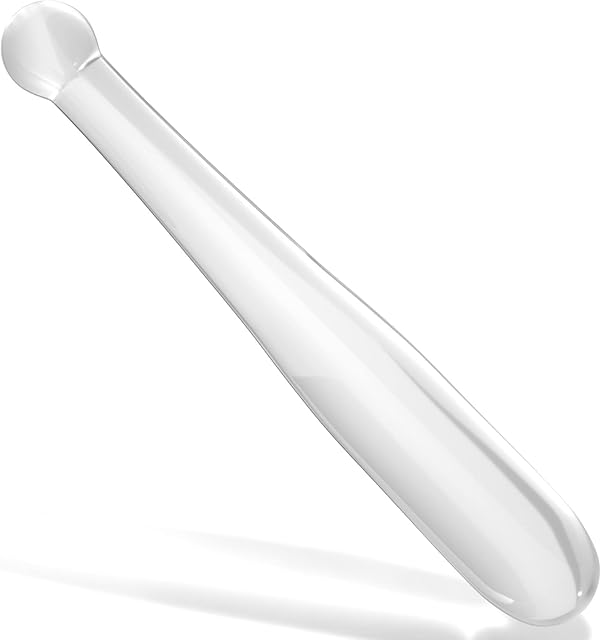 Glass Butt Plug Anal Dildo Pleasure G-spot Wand Baseball Bat Shaped Double Ended Dildo Prostate Massager Fetish Masturbation Sex Toy for Women Men Transparent TJIJP (S)