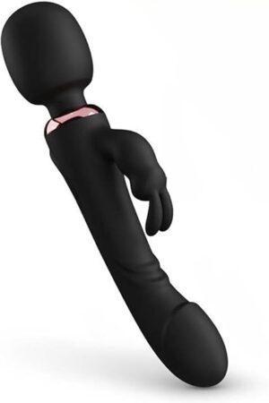 G Spot Rabbit Vibrator Wand 10 Vibrations, 2 Motors, Dual Heads Travel Case and USB Charger Included