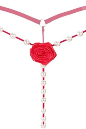 Women's Pearl T-Back G-String Embroidery Rose Flowers Beaded Thong Panty Underwear Sexy Micro Underpant