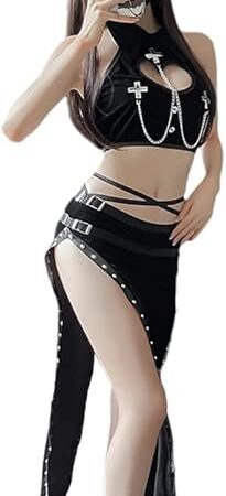 Ladies Sexy Cosplay Halloween Punk Gothic Lingerie Witch Demon Backless Chinese Cheongsam Dress for Women