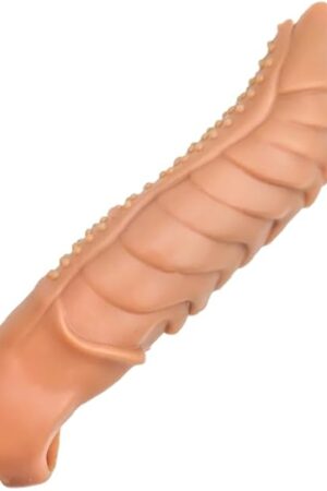 Huge Fantasy Penis Sleeve Adult Male Silicone Sex Toys for Men Penis Extension Elastic Cock Ring to Thicken Enlarge Penis Extender Sheath Reusable Realistic Male Condom Enlarger for Men Couples 8.6"