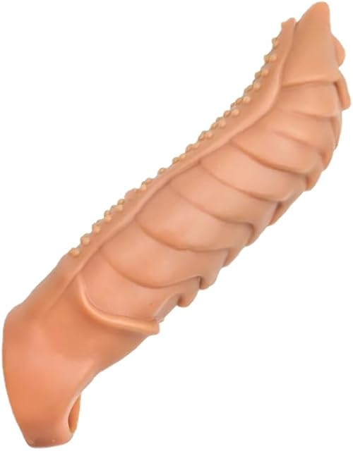 Huge Fantasy Penis Sleeve Adult Male Silicone Sex Toys for Men Penis Extension Elastic Cock Ring to Thicken Enlarge Penis Extender Sheath Reusable Realistic Male Condom Enlarger for Men Couples 8.6"