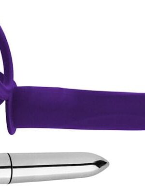 Honeypleasures Realistic Double Penetration Strap-on Dildo and Penis Ring Combo with Dual Rings Sex Toy for Men Couples (Purple)