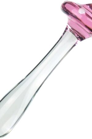 Glass Anal Dildo, Clear Mushroom Shape Glass Butt Plug, Hot & Cold Stimulate Glass Anal Plug Sex Toy, Anal Sex Toy for Men and Women Couples Pleasure Anal Trainer (White)