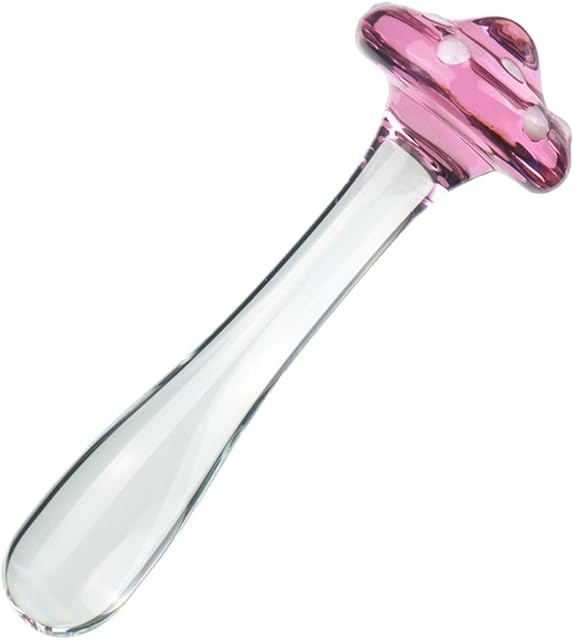 Glass Anal Dildo, Clear Mushroom Shape Glass Butt Plug, Hot & Cold Stimulate Glass Anal Plug Sex Toy, Anal Sex Toy for Men and Women Couples Pleasure Anal Trainer (White)