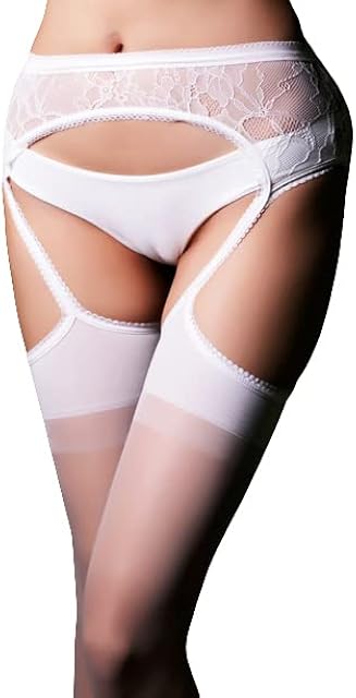 Women's Thigh Highs Garter Stockings Sheer Lingerie White Lace Stocking Fishnet Thighs for Women