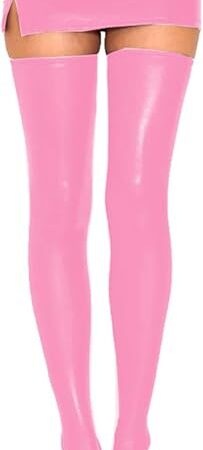 15 Colors Sexy Women Mini Split Skirt + Shiny Thigh High Stockings