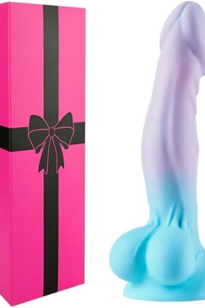 7 Inch Fantasy Dog Thin Slim Suction Dildo for Beginner Women, 6" Soft Silicone Realistic Small Anal Dildo with Balls, Colorful Purple Blue Cute Furry Dildos Penis Strap on Adult Sex Toy for Men Gay