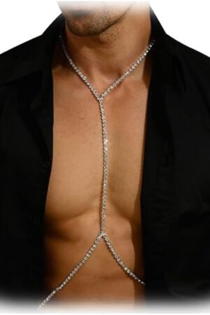 Full Rhinestone Harness Bra Body Chain for Men Sexy Bikini Crystal Bra Body Chain Lingerie Body Chain Rhinestone Festival Rave Waist Chain Body Accessories Jewelry for Women