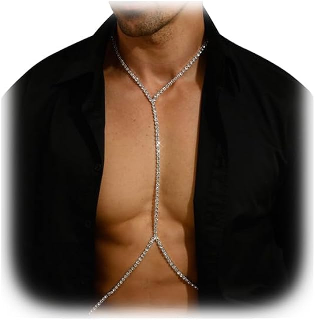 Full Rhinestone Harness Bra Body Chain for Men Sexy Bikini Crystal Bra Body Chain Lingerie Body Chain Rhinestone Festival Rave Waist Chain Body Accessories Jewelry for Women