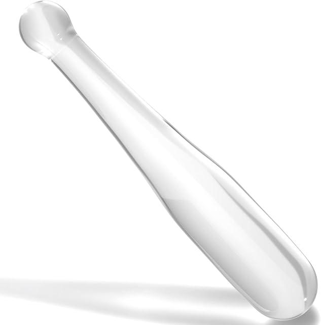 Glass Butt Plug Anal Dildo Pleasure G-spot Wand Baseball Bat Shaped Double Ended Dildo Prostate Massager Fetish Masturbation Sex Toy for Women Men Transparent TJIJP (M)