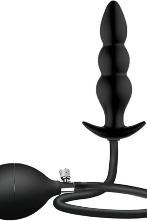 Inflatable Anal Plug Anal Dildo, 11.8 inch Silicone Expandable Butt Plug (Discreet Packing), Black