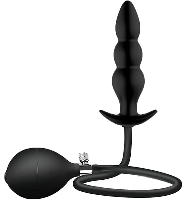 Inflatable Anal Plug Anal Dildo, 11.8 inch Silicone Expandable Butt Plug (Discreet Packing), Black