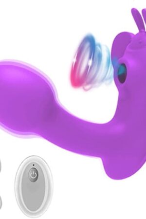 Butterfly Sex Toy for Women, 2 in 1 Clitoris Stimulator Sucking G-Spot Vibrator with 10 Vibration & Sucking Modes, Remote Control Clit Sucker Dildo Sex Toy for Adults (Purple)