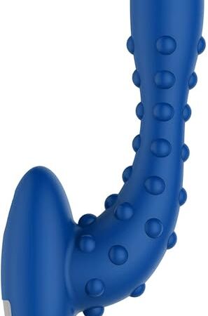 Forto Studded Pro Super Powerful Vibrating Massager - Flexible Silicone Rechargeable Waterproof Anal Sex Toy for Men, Women, and Couples - 10 Vibration Modes - Adult Sex Toys Anal - Blue