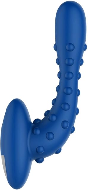 Forto Studded Pro Super Powerful Vibrating Massager - Flexible Silicone Rechargeable Waterproof Anal Sex Toy for Men, Women, and Couples - 10 Vibration Modes - Adult Sex Toys Anal - Blue