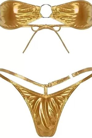 Women's,Sexy Bra Panty,Bikni Lingerie Set Beachwear,||Hot & Sexy for Newly Married Couples Honeymoon/First Night/Anniversary |for Women/Ladies/NaughtyGirls. (Golden)