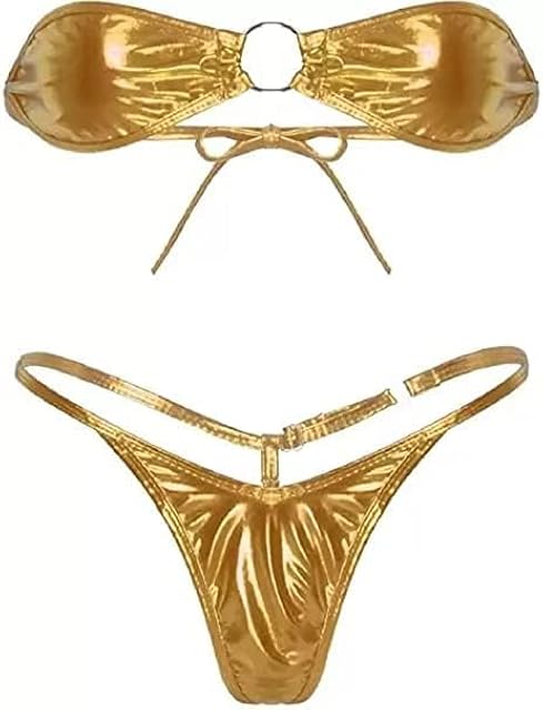 Women's,Sexy Bra Panty,Bikni Lingerie Set Beachwear,||Hot & Sexy for Newly Married Couples Honeymoon/First Night/Anniversary |for Women/Ladies/NaughtyGirls. (Golden)