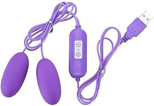 [WALLER PAA] USB Powered Vibrating Double Dual Egg Bullet Clit Anal G-spot Vibe Vibrator