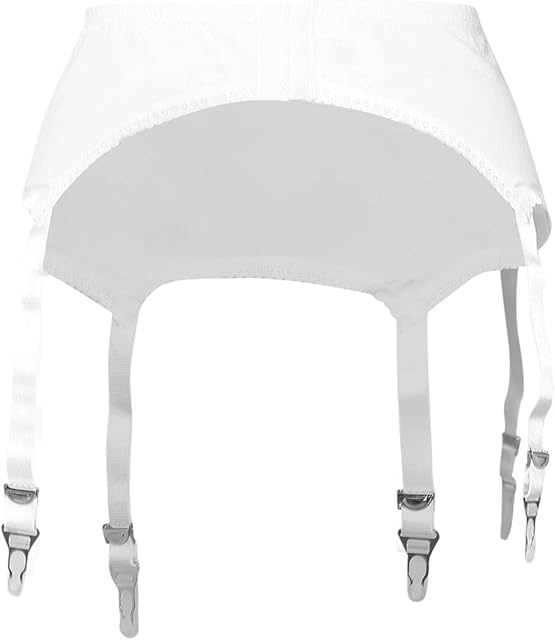 Women's Sexy Lace Garter Belt with 6 Straps Metal Clip Suspender for Thigh High Stockings