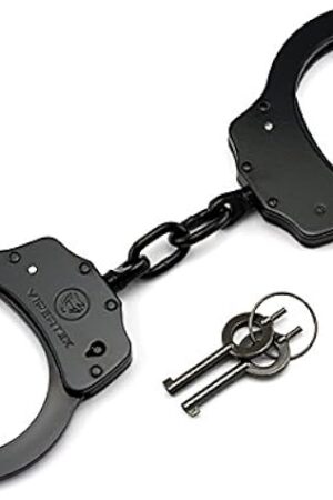 VIPERTEK Double Lock Steel Police Edition Professional Grade Handcuffs (Black)