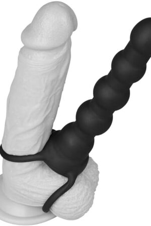 Honeypleasures Realistic Double Penetration Beaded Vibrating Penis Cock Ring Anal Prober Sex Toy for Men Couples