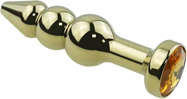 Anal Beads Jewelry Metal Butt Plug Anal Trainer Toy Fetish Anal Plug Sex Tools for Couple(Gold)