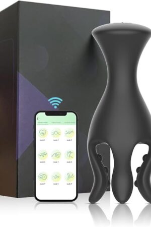 APP Control - Male Masturbator Penis Vibrator with 9 Vibrating Modes, Sex Toy Strokers Penis Trainer, Flexible Strip Glans Stimulator for Prolong Endurance, Adult Sex Toys for Men, Black