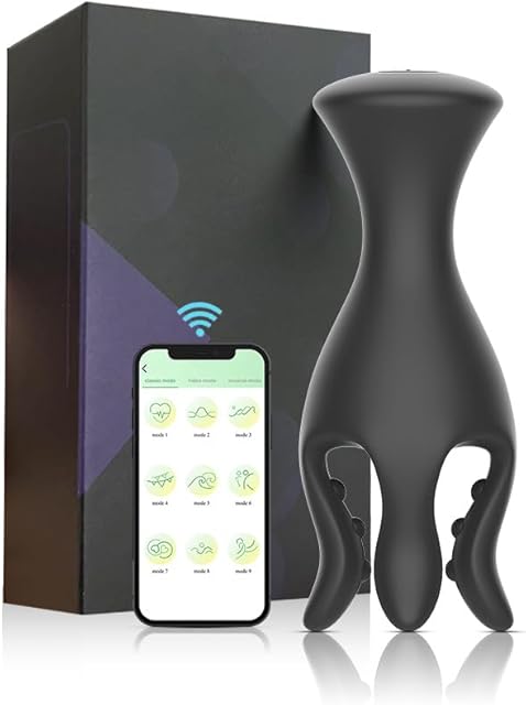 APP Control - Male Masturbator Penis Vibrator with 9 Vibrating Modes, Sex Toy Strokers Penis Trainer, Flexible Strip Glans Stimulator for Prolong Endurance, Adult Sex Toys for Men, Black