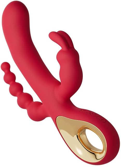 G Spot Rabbit Vibrator for Women Clitoris Stimulation with 10 Powerful Vibrations, Triple Motor Stimulation, 3 in 1 Clit Anal Stimulating Dildo Massager, Adult Sex Toy for Solo or Couples