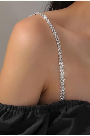 2Pcs Simple Rhinestone Bra Straps,Sexy Rave Rhinestones Bra Shoulder Chain,Crystal Underwear Straps,Wedding Bridal Dress Rhinestone Lingerie Chain for Women