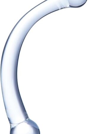 Double Head Glass Dildo, Clear Crystal Anal Dildo Sex Toy Smooth Anal Plug,Prostate Massager Curved Glass Rod Anal Toy 73 Inch Anal G Spot Stimulator for Men and Women Anal Prostate Pleasure Rod
